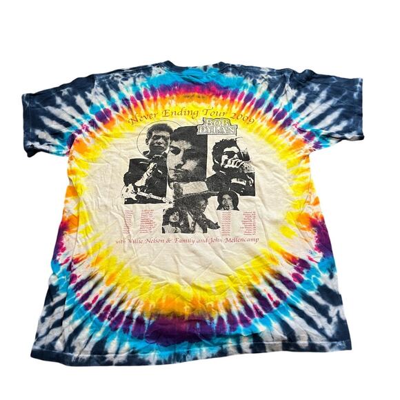 Vintage Bob Dylan Never Ending Tour 2009 Shirt L Tie‎ Dye Rap Tee Double Sided - Picture 4 of 6